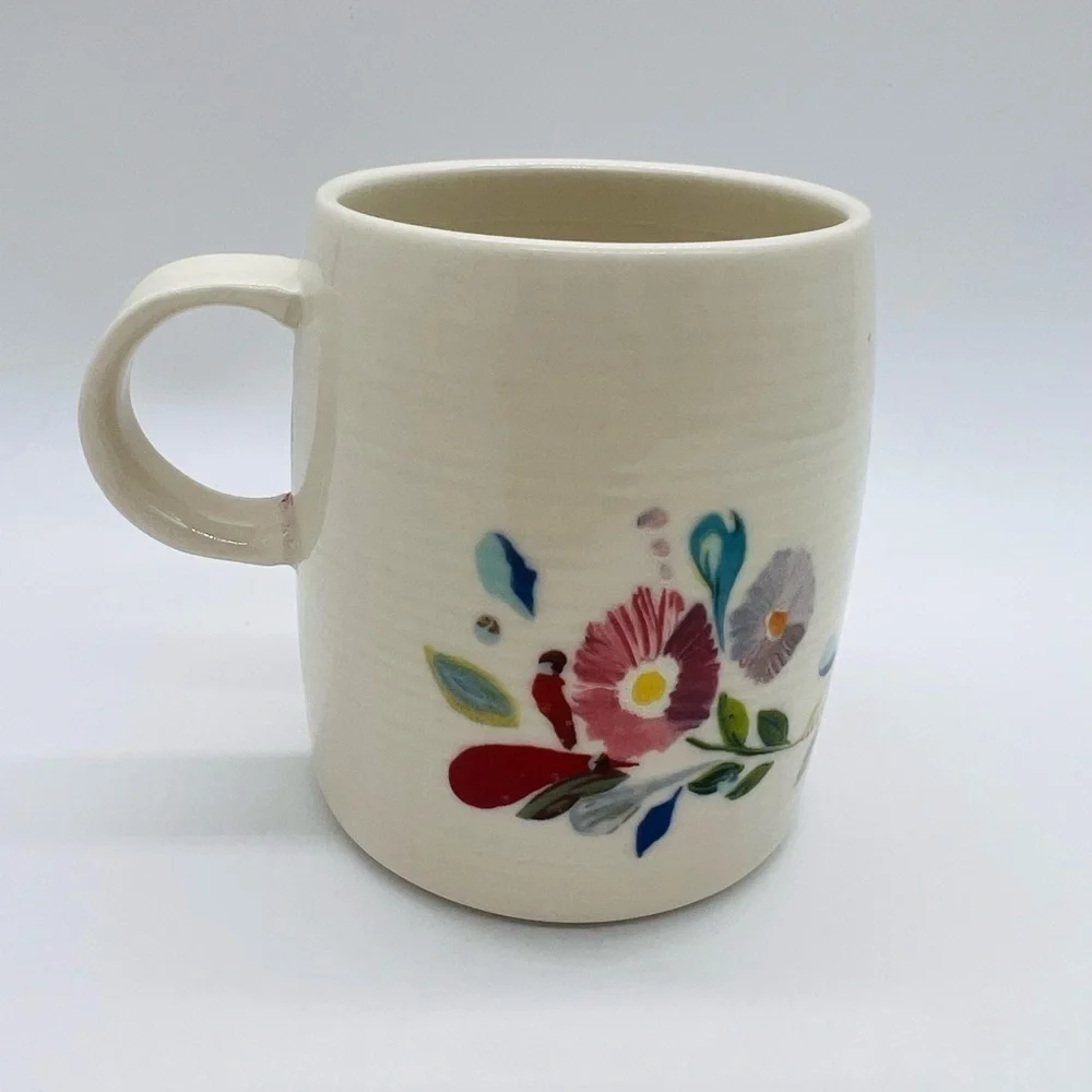 STARLA M. HALFMAN FOR ANTHROPOLOGIE LETTER “M” FLORAL COFFEE MUG